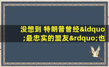 没想到 特朗普曾经“最忠实的盟友”也“叛变”了